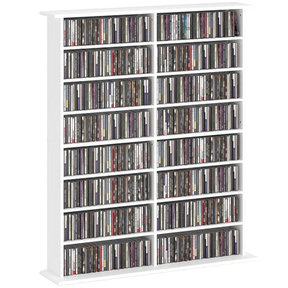 HOMCOM 16-Compartment Media Shelf- White