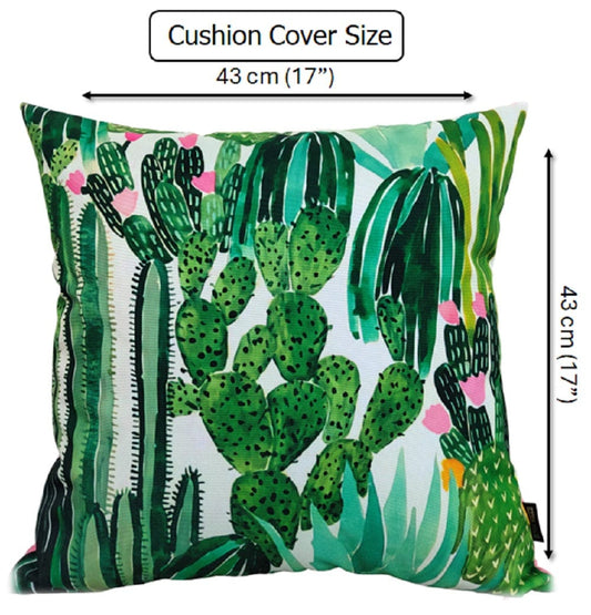 OLIVIA ROCCO Cactus Outdoor Cushion Covers 43 x 43 cm Waterproof Polyester Weather-Resistant For Patio Garden Bench Sofa Indoor Living Room
