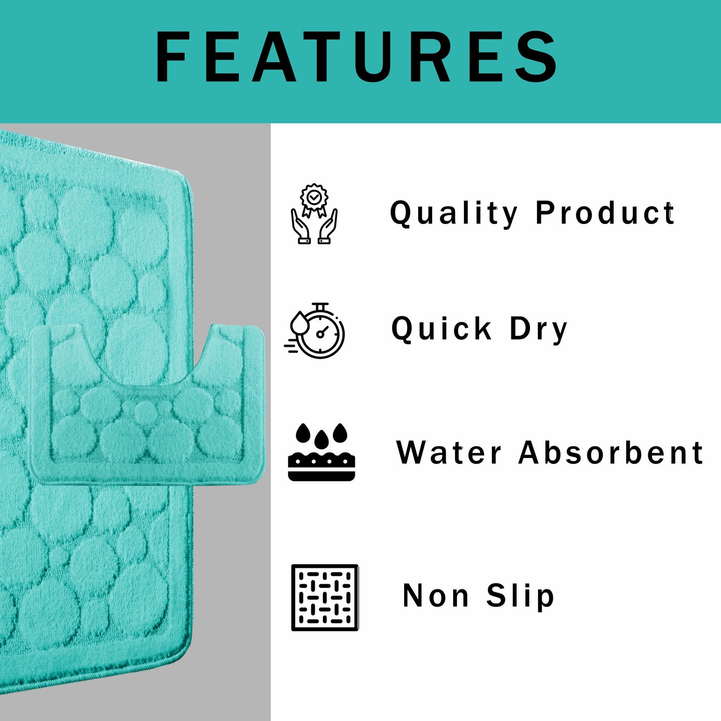 Cali Bubbles 2 Piece Duck Egg Bath Mat & Pedestal Set Non-Slip Soft & Absorbent Bathroom Mats for Comfort & Safety by OLIVIA ROCCO