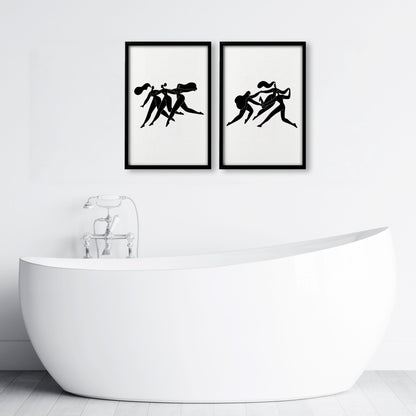 Canvas Art For Bathrooms | Set of 2 Boho Women Wall art Prints