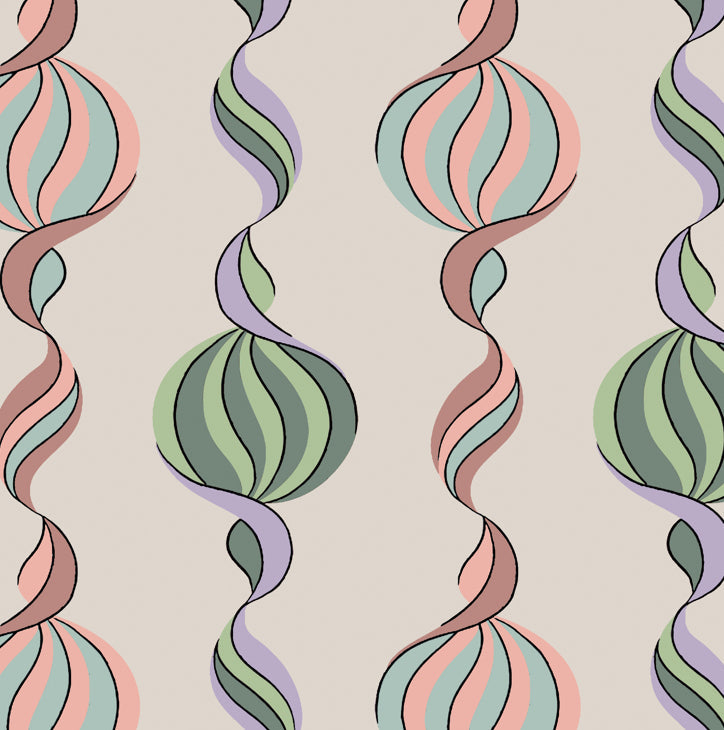 Carousel Twist - in Pastel Candy - Wallpaper - Micaela Sharp Collaboration