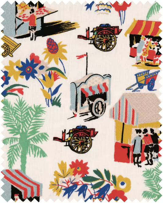 Carretto Del Cibo Taupe Embroidered Fabric