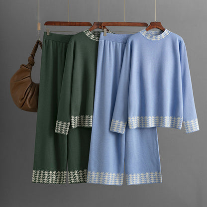Women's Autumn And Winter Loose Pullover Two-piece Set
