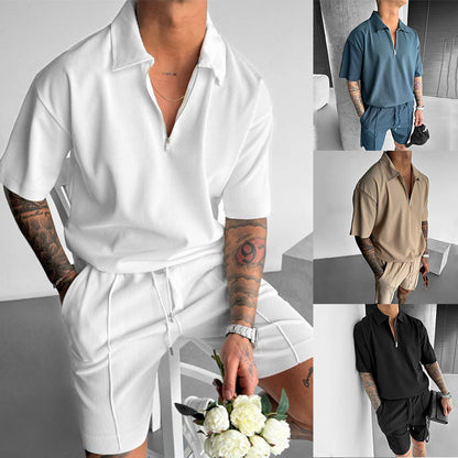 The Weekend Edit – Men’s Zipper Polo & Shorts Summer Suit Set