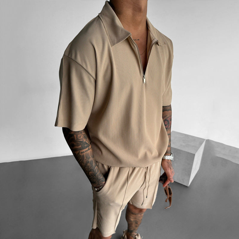 The Weekend Edit – Men’s Zipper Polo & Shorts Summer Suit Set