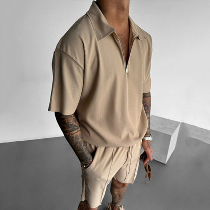 The Weekend Edit – Men’s Zipper Polo & Shorts Summer Suit Set