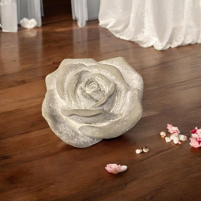 Flower on a Base Garden Ornament Resin Art Sculpture Figurine Stone Look 18cm