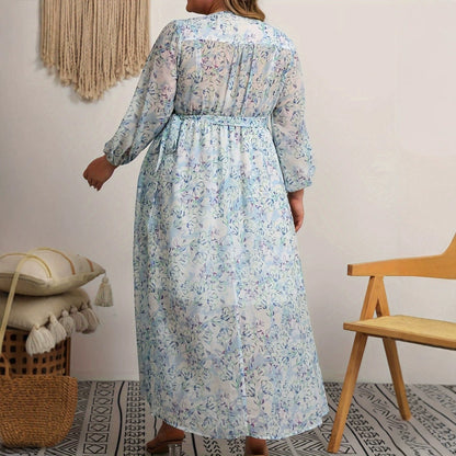Wrap Long Floral Dress Women's Colorful