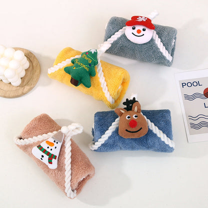 Coral Velvet Santa Wipes Hand Towels
