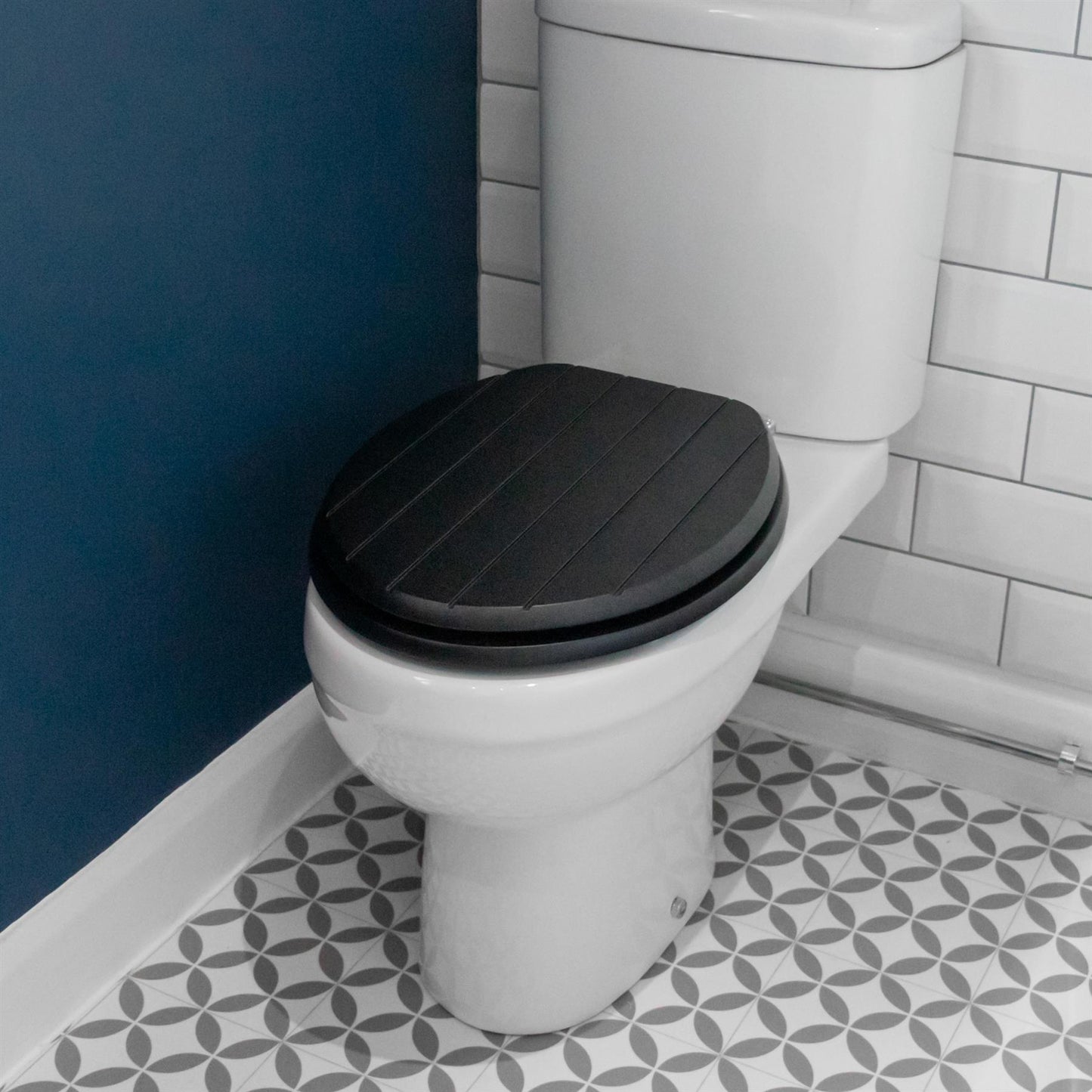 Black Soft Close Tongue & Groove Toilet Seat