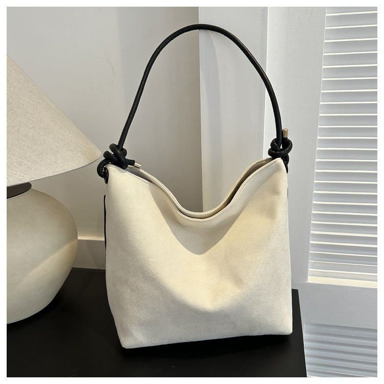 Large Capacity Frosted Suede Fashion Casual Shoulder Underarm Tote Handbag
