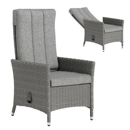 Outsunny 105°-150° Reclining Rattan Chair - Light Grey