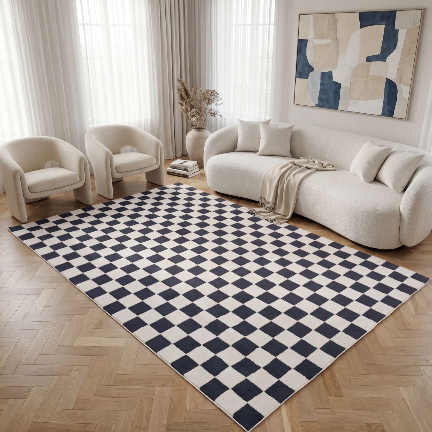Loft Checkerboard Blue Rug