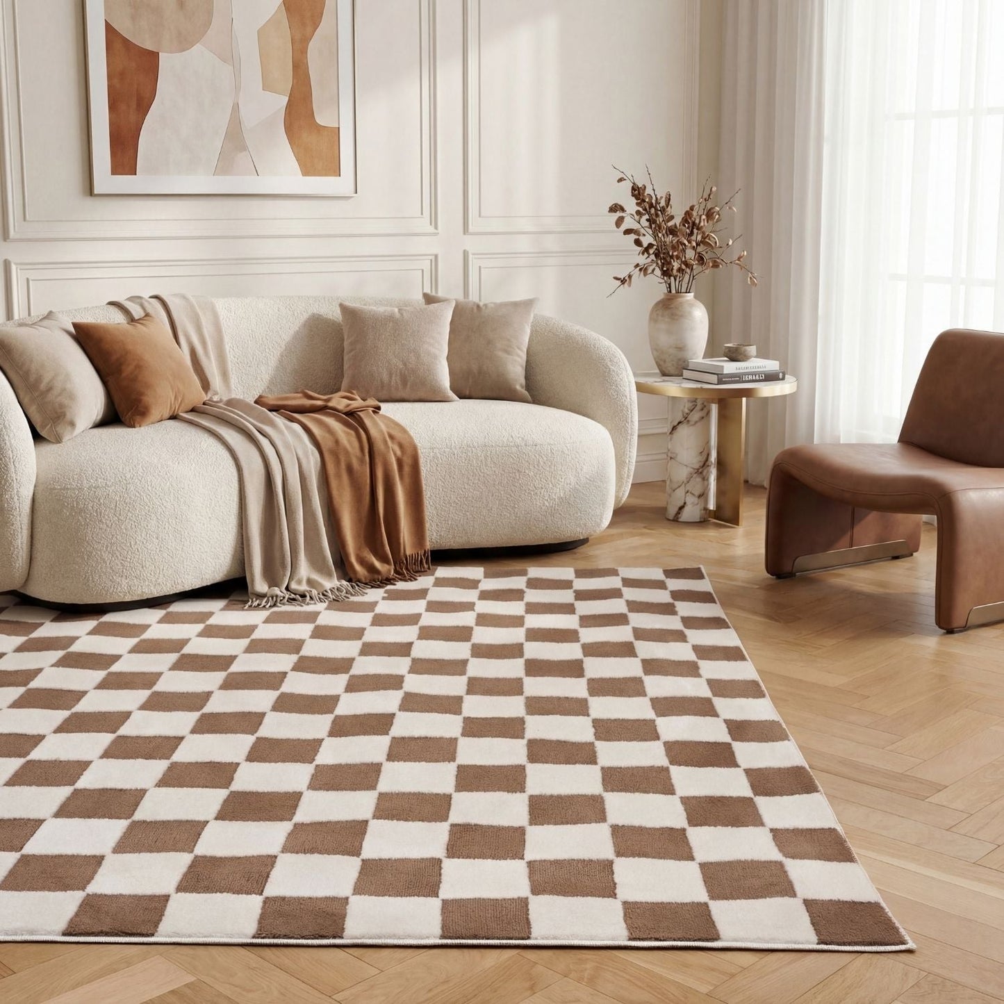 Loft Checkerboard Brown Rug