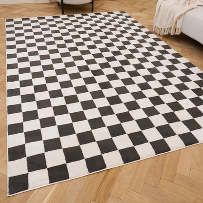 Loft Checkerboard Dark Grey Rug