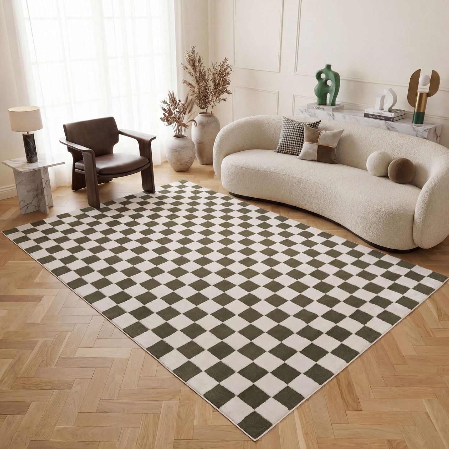 Loft Checkerboard Green Rug