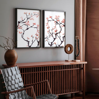 Cherry blossoms wall art | Set of 2 wall art prints