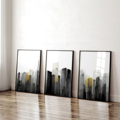 Contemporary Art For Walls | Set of 3 Urban Skyscrapers Wall art Prints