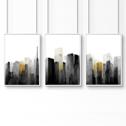 Contemporary Art For Walls | Set of 3 Urban Skyscrapers Wall art Prints
