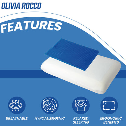 Cooling Gel Memory Foam Pillow Breathable Luxury Premium Fibre Filling for Superior Comfort and Support by OLIVIA ROCCO