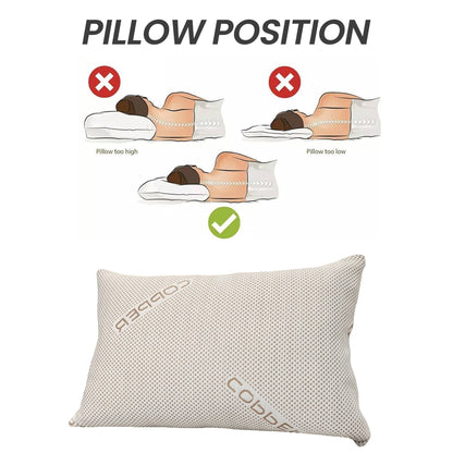 OLIVIA ROCCO Copper Infused Memory Foam Pillow For Skin Health Hypoallergenic Premium Fibre Filling Luxury Comfort With Copper Fabric Cover