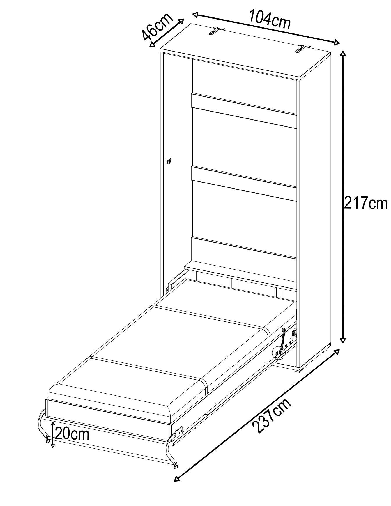 CP-03 Vertical Wall Bed Murphy Bed Concept 90cm