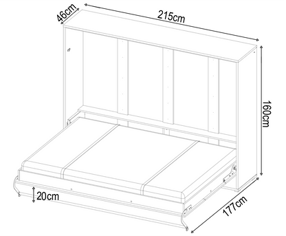CP-04 Horizontal Wall Bed Murphy Bed Concept 140cm