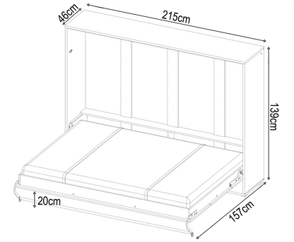 CP-05 Horizontal Wall Bed Murphy Bed Concept 120cm