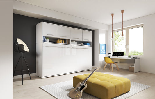 CP-05 Horizontal Wall Bed Murphy Bed Concept 120cm with Over Bed Unit