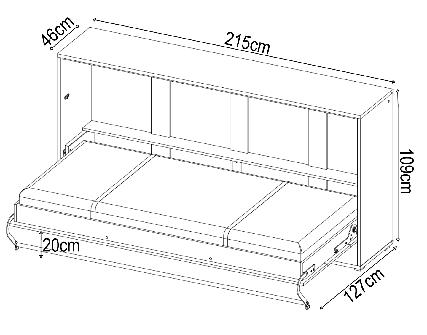 CP-06 Horizontal Wall Bed Murphy Bed Concept 90cm