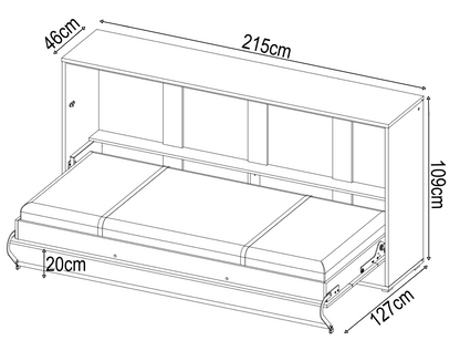 CP-06 Horizontal Wall Bed Murphy Bed Concept 90cm
