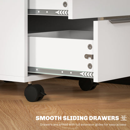 HOMCOM Three-Drawer Locking Filing Cabinet - White