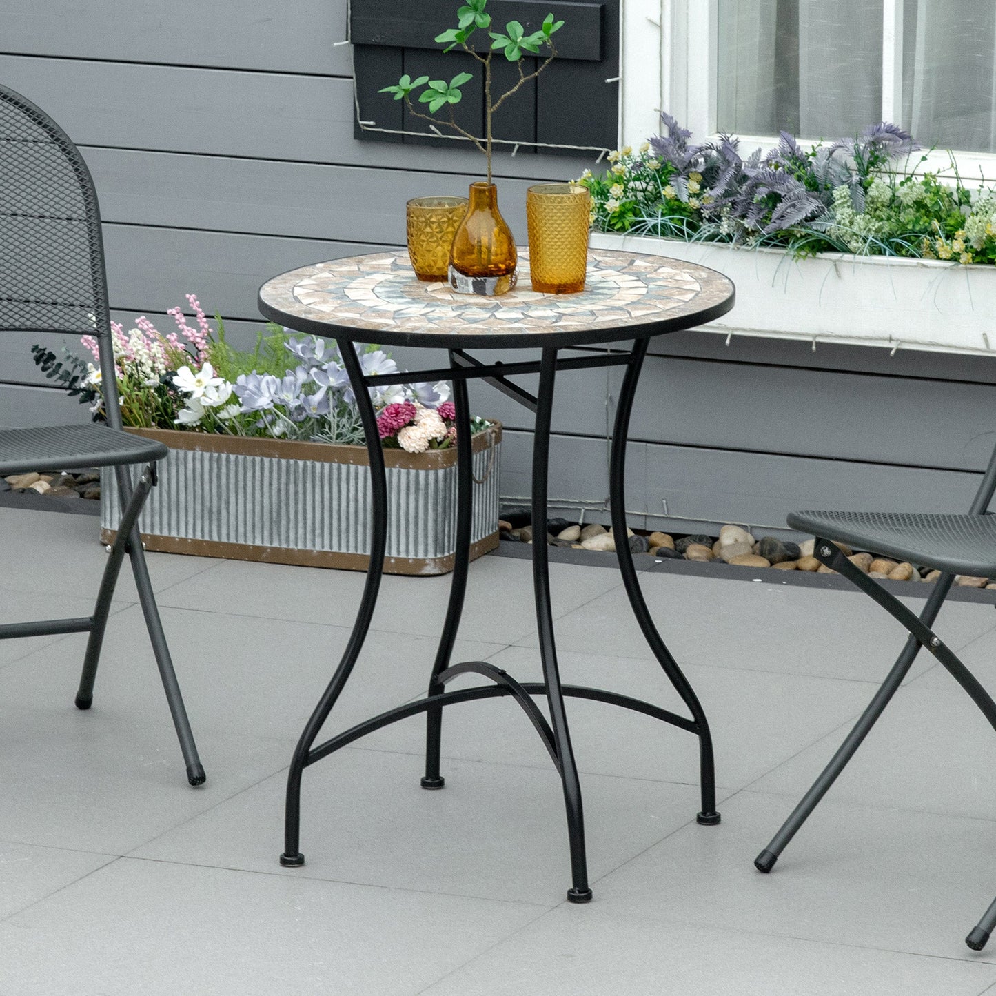 Outsunny \'ce\'a660cm Mosaic Outdoor Patio Table - Green