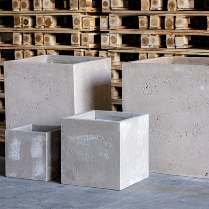 Cubrosa | Truffle – 30cm Medium Concrete Square Planter – 14L Cube Plant Pot