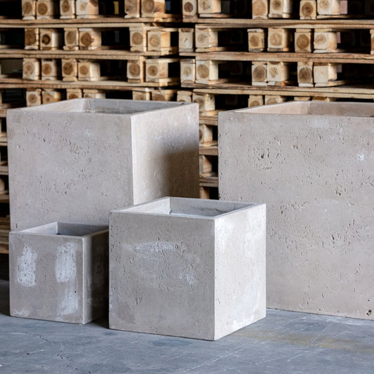 Cubrosa | Truffle – 30cm Medium Concrete Square Planter – 14L Cube Plant Pot