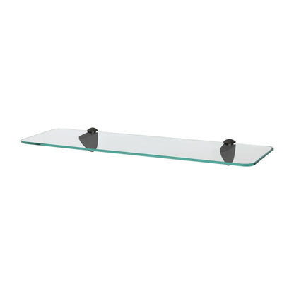 50cm Rounded Floating Glass Shelf with Black Fixings