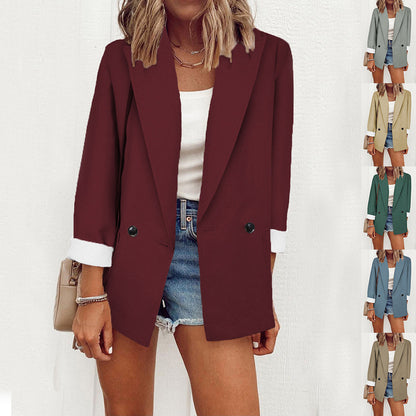 Temperament Slim Jacket Fashion Business Single Breasted Long Sleeve Casual Suit Top Clothing