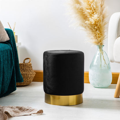 Round Velvet Footstool