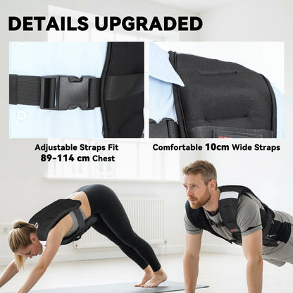 SPORTNOW Weighted Vest, 8 kg Weight Vest with Adjustable Straps, Reflective Strips, Black