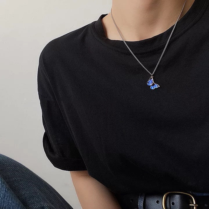 Niche Blue Butterfly Word Buckle Bracelet