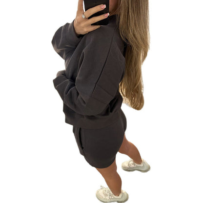 Long Sleeve Coat Shorts Two-piece Suit For Women