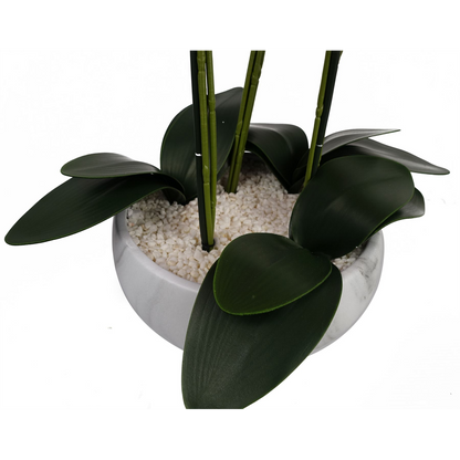 60cm Orchid Artificial Pink - Marble Effect Ceramic Planter