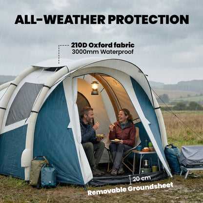 Outsunny Inflatable Camping Tent w/ Air Pump, Easy Setup 2-3 Person Blow Up Tent, Green