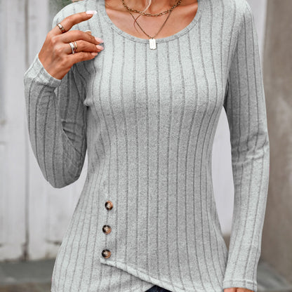 Waist Tight Tight Round Neck Tight Long-sleeved Top