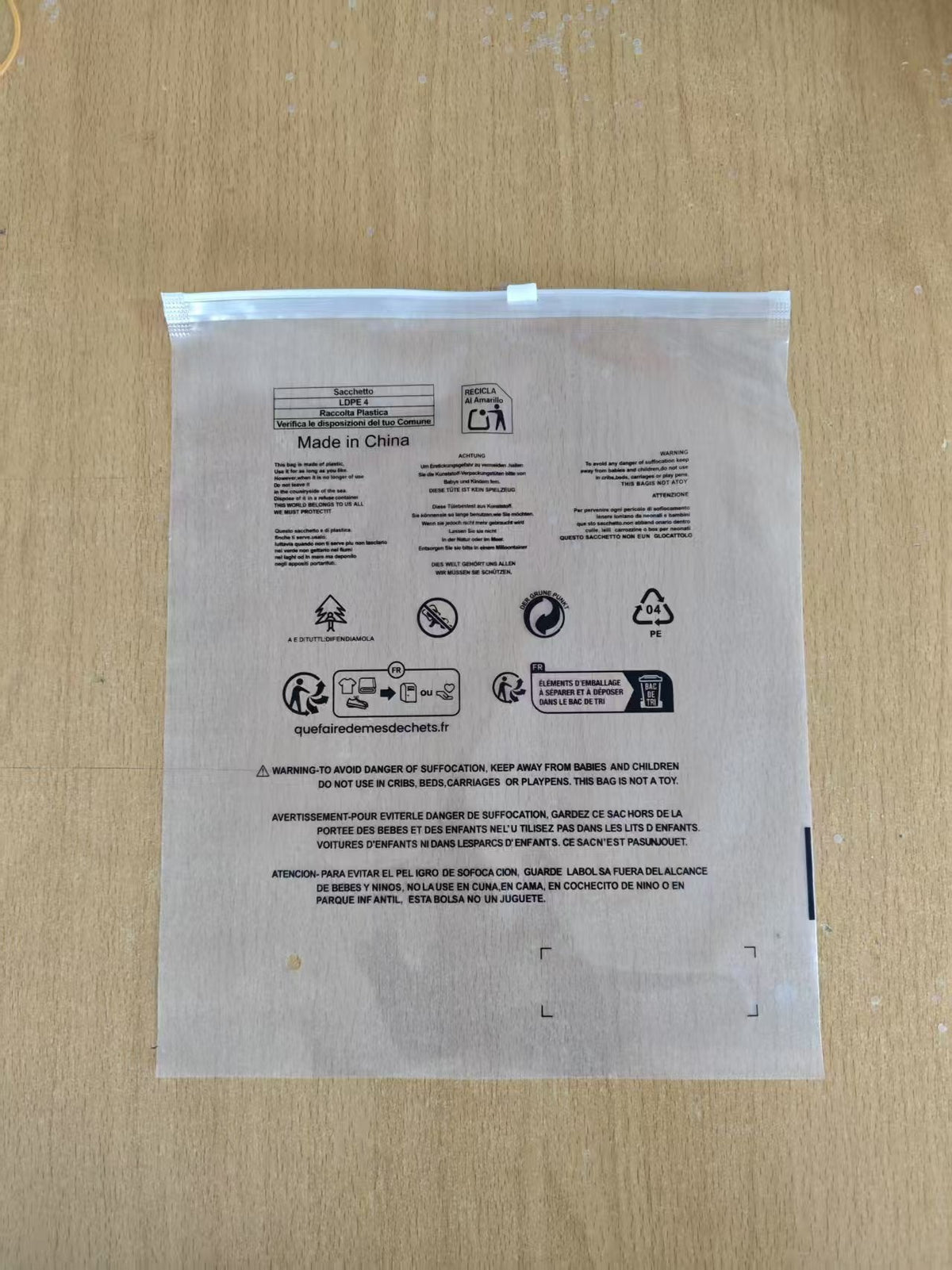 Universal Transparent Zippered Garment Packaging Bag