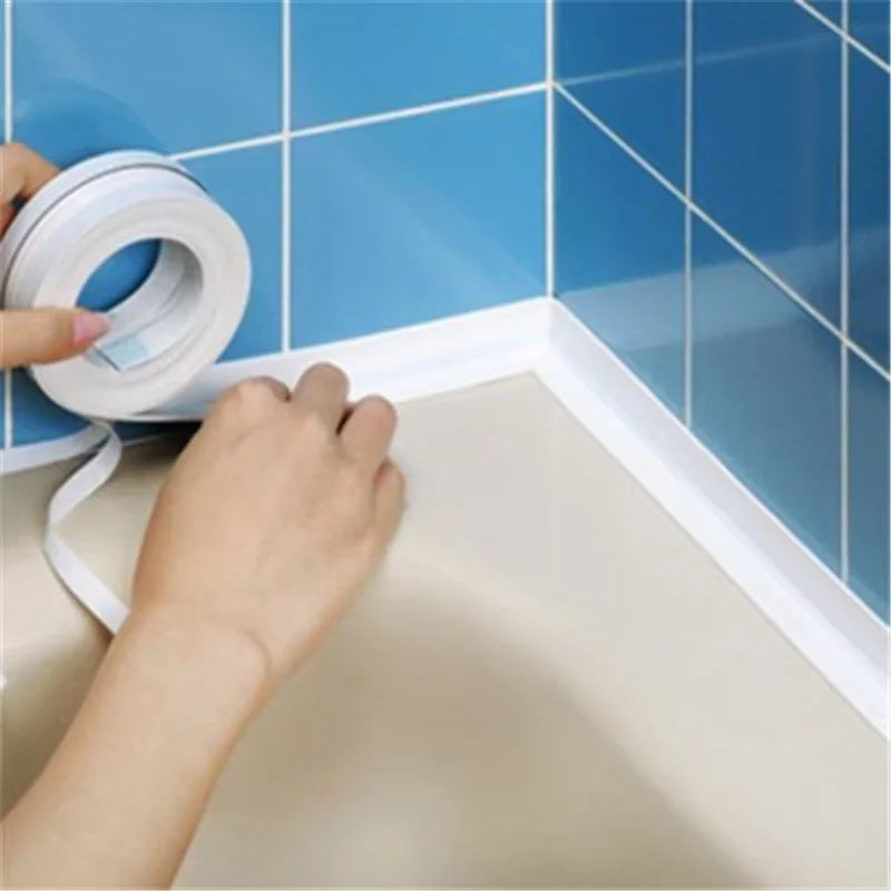 3.2M Self-adhesive Sealing Tape PVC Oil-Proof Kitchen Sink Edge Caulk Tape Waterproof Bathroom Toilet Corner Wall Sticker