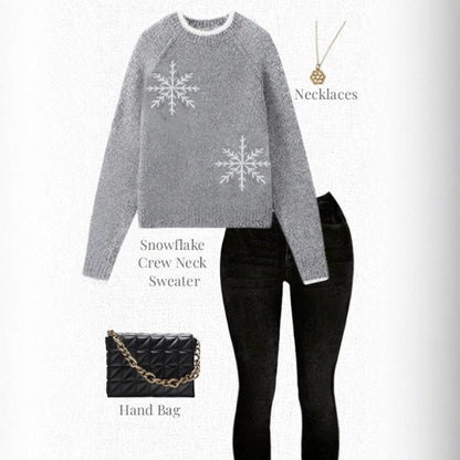 Autumn And Winter Half-high Collar Crocheted Gray Sweater