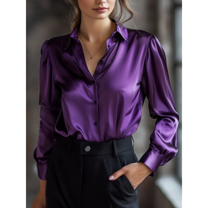 Solid-color Casual Loose-fit Women's Shirt