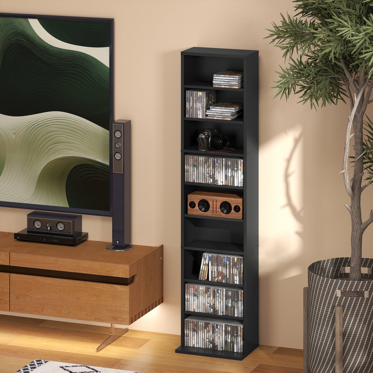 HOMCOM 260 Narrow CD Storage Unit - Black