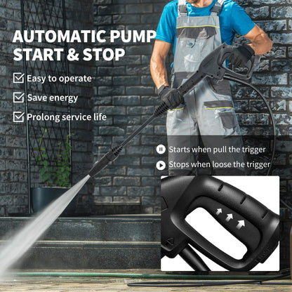 Outsunny 1800W High Pressure Washer, 150 Bar Pressure, 420 L/h Flow, Portable Electric Power Washer Jet Wash Cleaner with Adjustable Nozzle, 6M Hose, Steel Handle for Home Patio Car Driveway, Blue